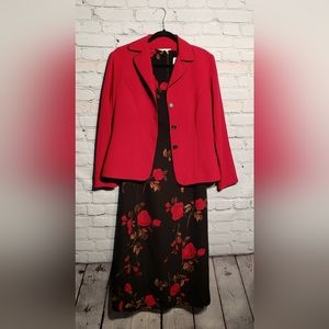 Studio I vintage dress sleeveless rose dress w/ matching jacket Sz 8P